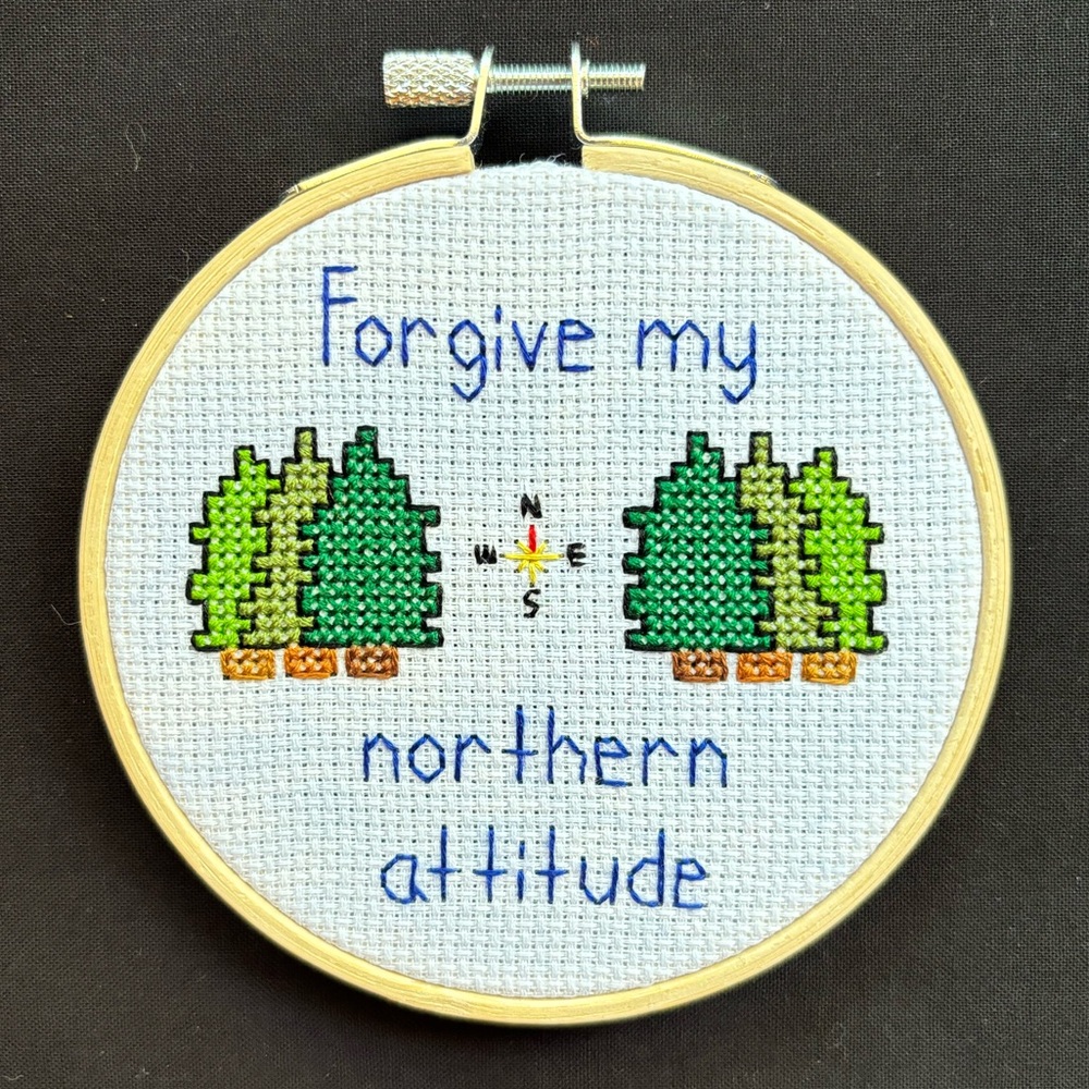 Noah Kahan “Northern Attitude” Lyrics 4-Inch Wooden-Framed Cross Stitch - Picture 5 of 6
